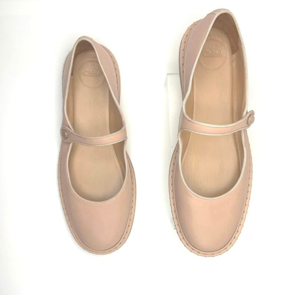 Chloé Rubie Powder Pink Mary Jane Ballet Flats Leather Shoes IT 41 US 11